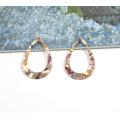 Joyería de arete de gancho de patrón de tortoishell personalizado para mujeres anillo de oído de acetato de moda iridiscente